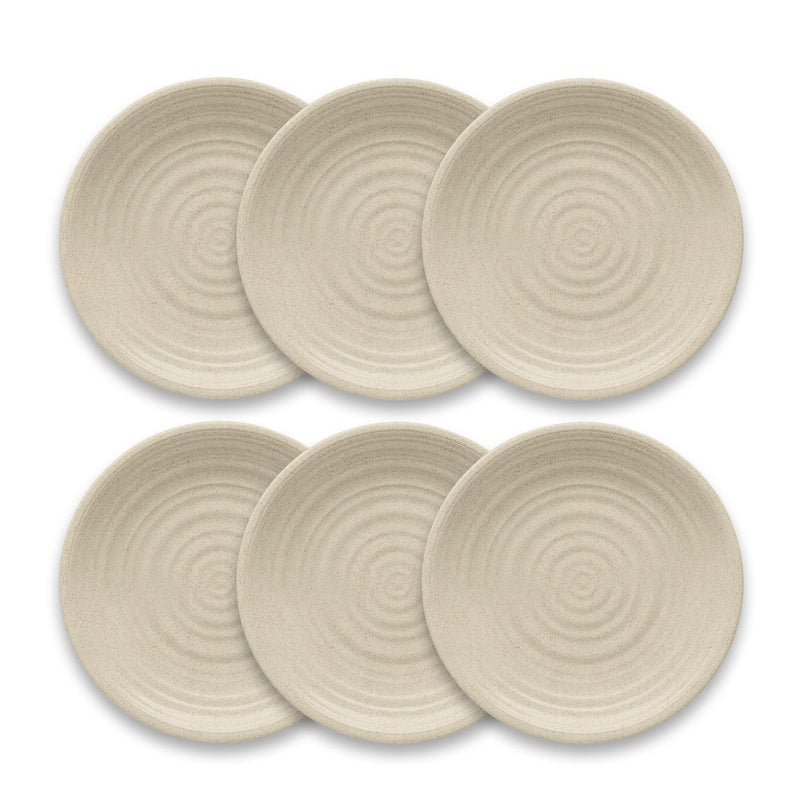 TarHong Planta Artisan Solid Dinner Plate, 10.5", Planta (Majority Plant Based with Melamine Binder), Shatterproof, Indoor/Outdoor Entertaining, Set of 6, Birch Matte