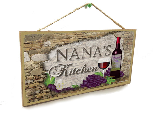 Blackwater Trading Nana's Kitchen Italian Vintage Style Wine Sign Plaque 5"X10"