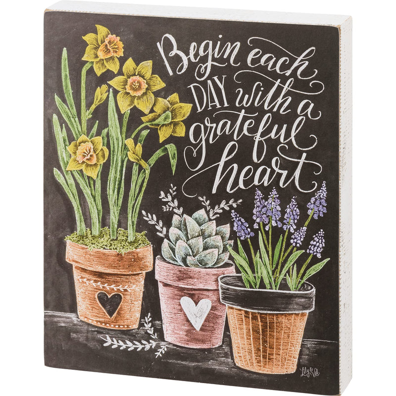Primitives by Kathy 112948 Chalk Sign - Begin Each Day With A Grateful Heart