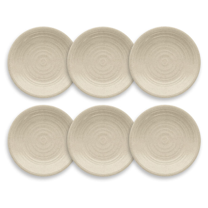 TarHong Planta Artisan Solid Salad Plate, 8.5", Planta (Majority Plant Based with Melamine Binder), Shatterproof, Indoor/Outdoor Entertaining, Set of 6, Birch Matte