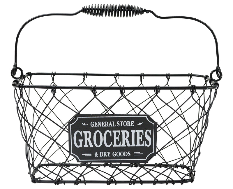 Boston Warehouse Groceries Wire Storage Basket, Black