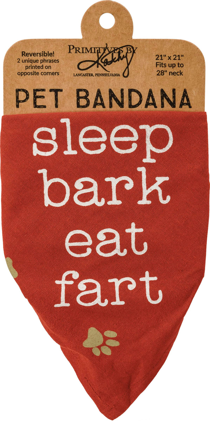 Primitives by Kathy Reversible Pet Bandana - I Chase Taco Trucks and Sleep Bark Eat Fart, 21" x 21" Large