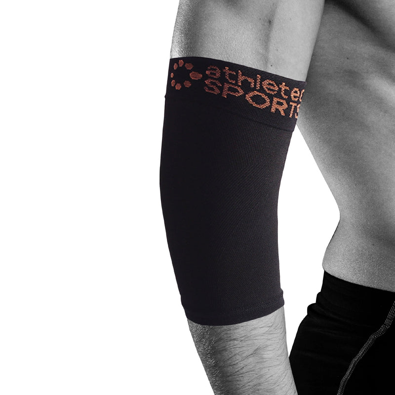 Athletec Sport Copper Elbow Sleeve Compression Support (20-30 mmHg) for Workouts, Weightlifting, Arthritis, Tendonitis, Golfers and Tennis Elbow - Size X-Large (Pair)