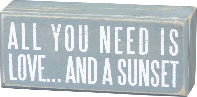 Primitives by Kathy 19111 Beach-Inspired Blue Box Sign, 6 by 2.5-Inch, and a sunset