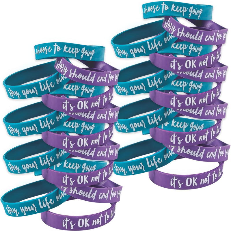 Fun Express Suicide Awareness Rubber Bracelets - Jewelry - 24 Pieces