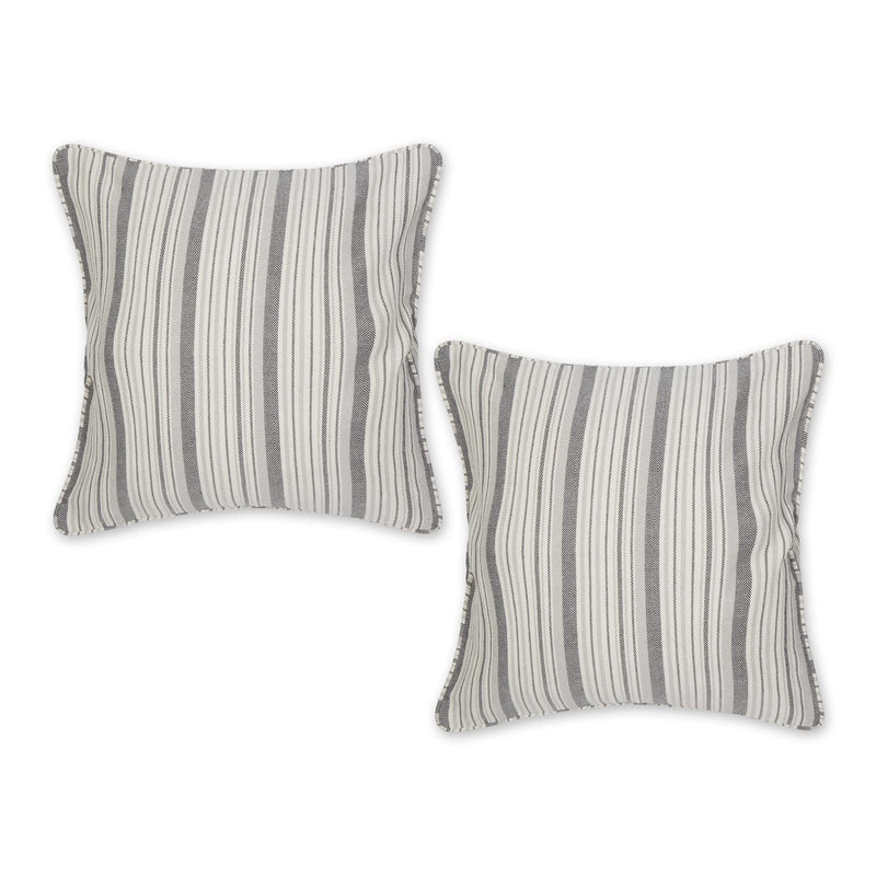 DII Throw Pillow Cover Collection, Recycled Cotton, Hidden Zipper, 18x18, Herringbone Stripe, Gray, 2 Piece