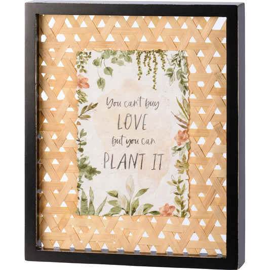 Primitives by Kathy Watercolor Botanical Design You Can't Buy Love But Can Plant It Decorative Wooden Box Sign Décor 10x12