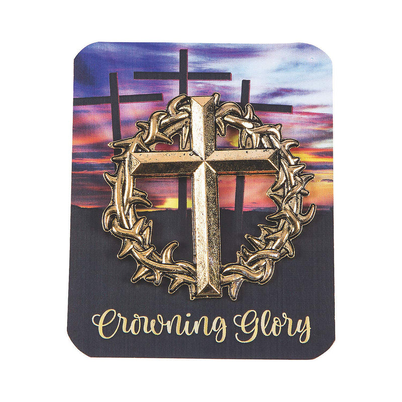 Fun Express Crown of Thorns PIN with Card - Jewelry - 12 Pieces