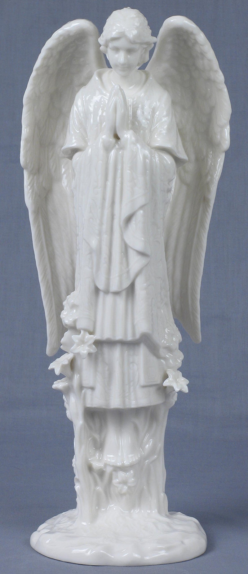 11.25 Inch All White Porcelain Figure Hovering Nativity Angel Praying