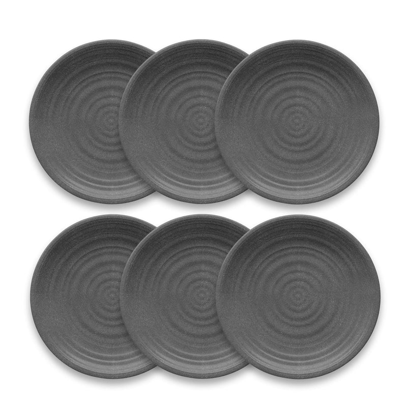 TarHong Planta Artisan Solid Dinner Plate, 10.5", Planta (Majority Plant Based with Melamine Binder), Shatterproof, Indoor/Outdoor Entertaining, Set of 6, Gray Matte