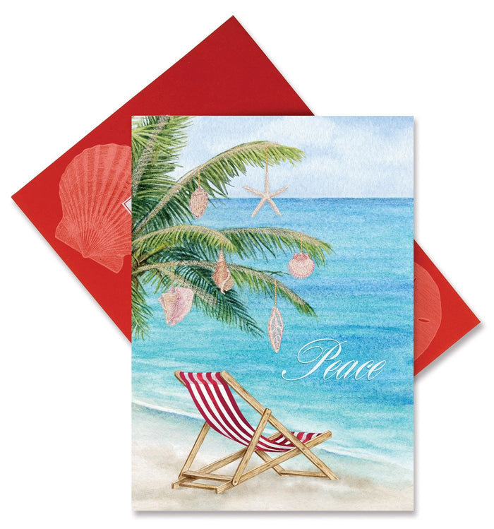 Cape Shore 16 Embellished Christmas Cards and Envelopes, Shell Tree