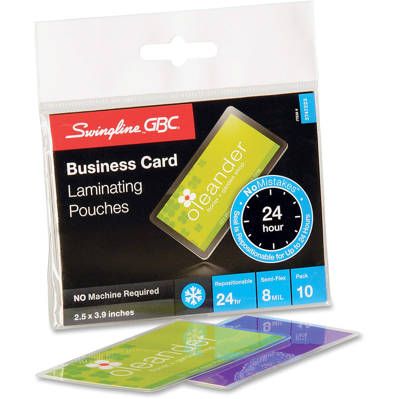 GBC SelfSeal NoMistakes Repositionable Self Adhesive Laminating Pouches, 2.3 x 3.973 Inches, Clear, 10 Pouches per Pack (3747223)