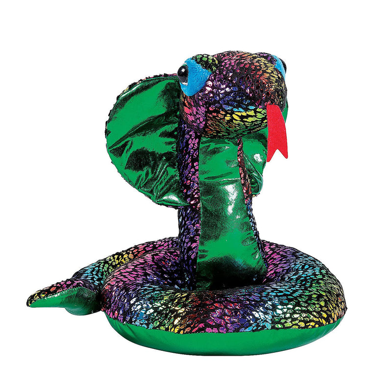 Fun Express - 9" Stuffed Metallic King Cobra Snake