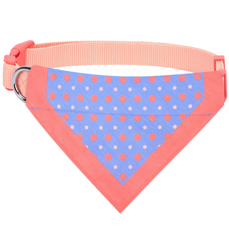 Blueberry Pet 7 Patterns Perfect Polka Dots Triangle Coral Pink Cotton Blend Neckerchief Scarf Bandana Adjustable Dog Collar, Medium, Neck 14.5"-20"