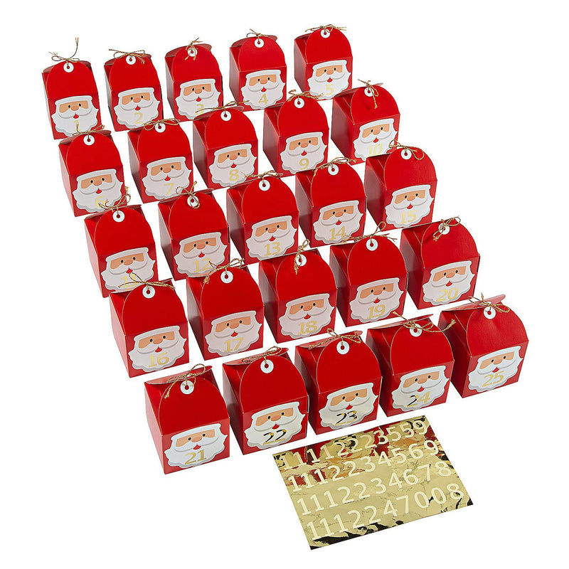 Santa Advent Calendar Boxes - Party Supplies - 51 Pieces