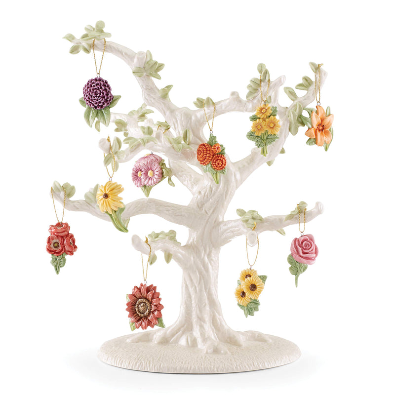 Lenox 893532 Fall Flowers 10-Piece Ornament & Tree Set