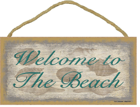Blackwater Trading Welcome to The Beach Sign with Seashells Plaque Nautical Decor 5"x10"