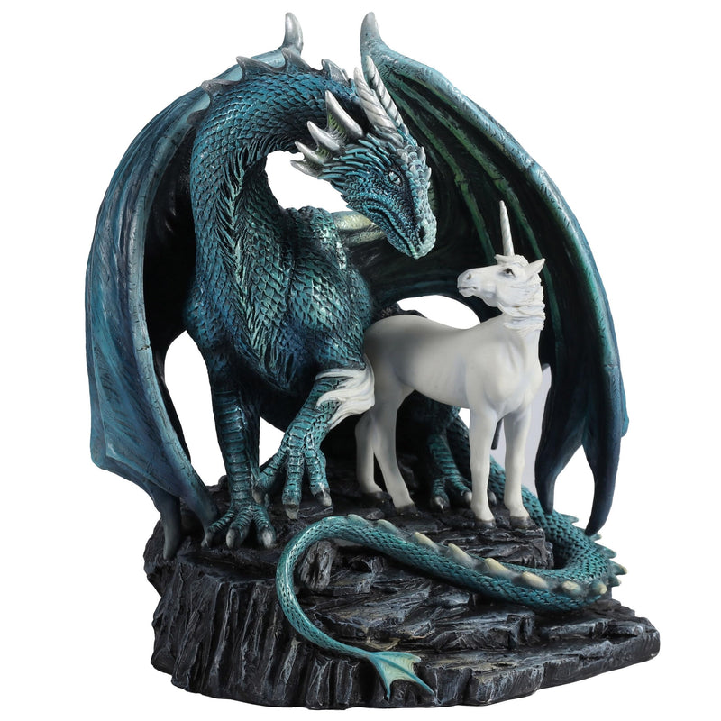Veronese Design 6 7/8 Inch Protector of Magick by Lisa Parker Dragon Unicorn Resin Sculpture Hand Painted Finish