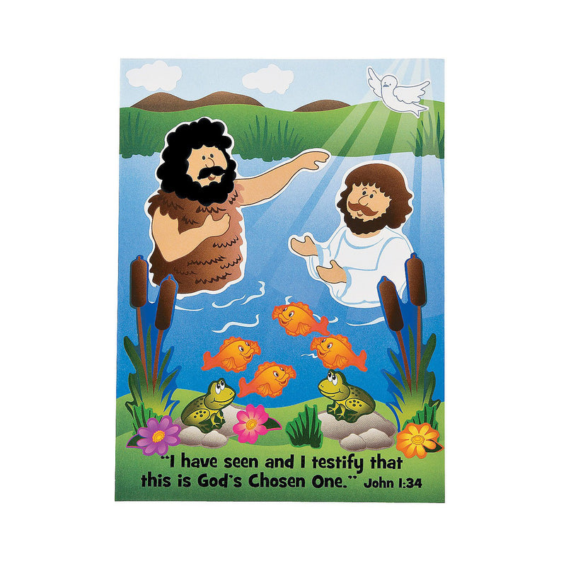 Fun Express - Baptism of Jesus Mini Mas - Stationery - Stickers - Make - A - Scene (Sm) - 12 Pieces