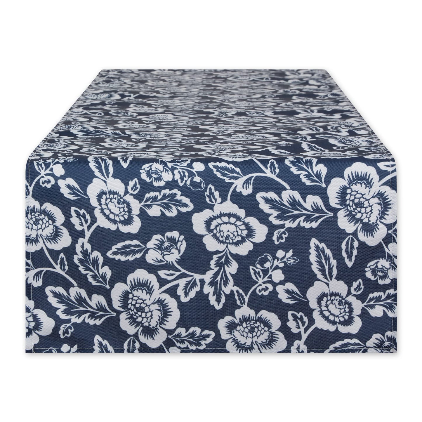 DII Indoor/Outdoor Tabletop Collection Floral, Flannel Backed, Table Runner, 14x72, Nautical Blue