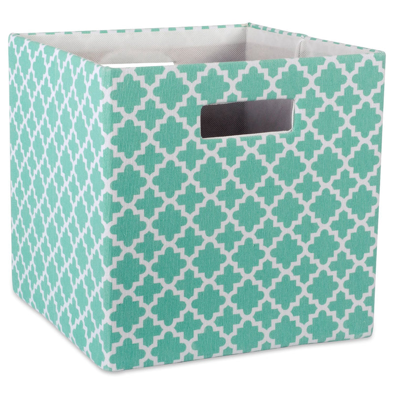 DII Hard Sided Collapsible Fabric Storage Container for Nursery, Offices, & Home Organization, (11x11x11) - Lattice Aqua