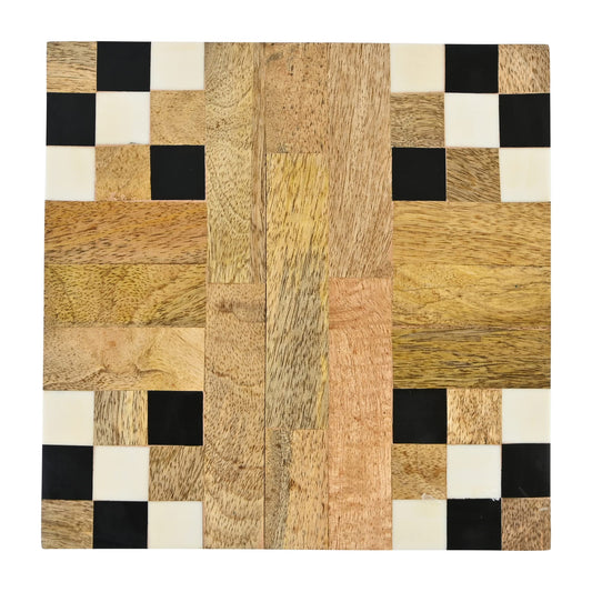 Black and White Corner Squares Wood Trivet