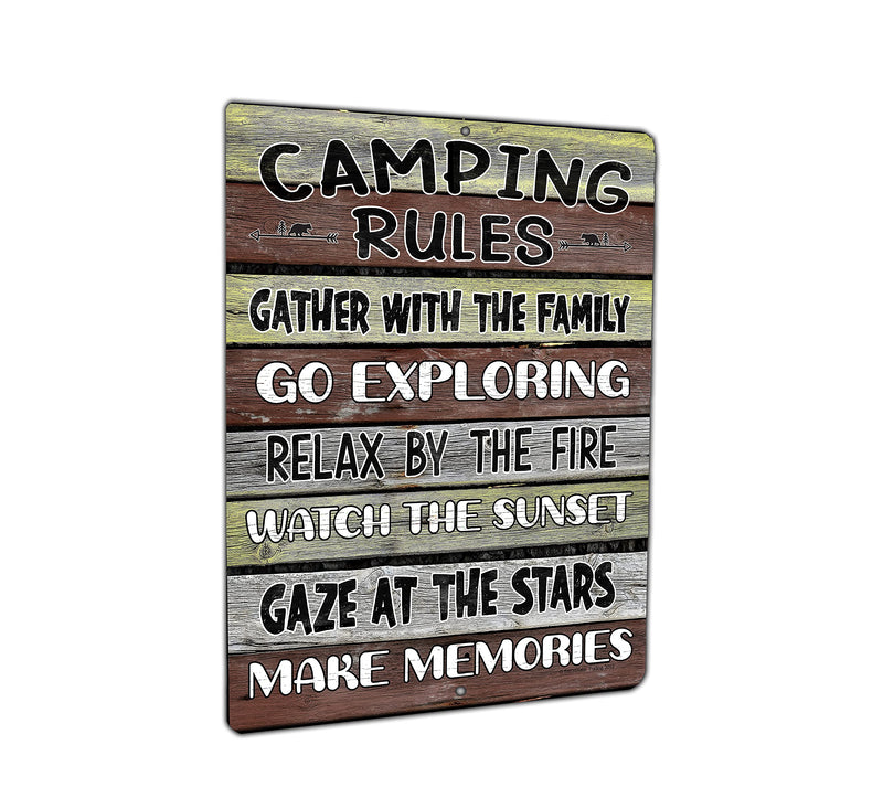Blackwater Trading Metal Camping Rules Aluminum RV Travel Trailer Camping Sign Plaque 9"x12"