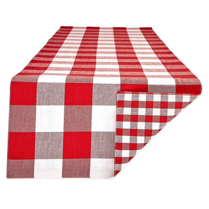 DII 100% Cotton Gingham Check Table Top Collection, Red, Table Runner, 14x108, 1 Piece
