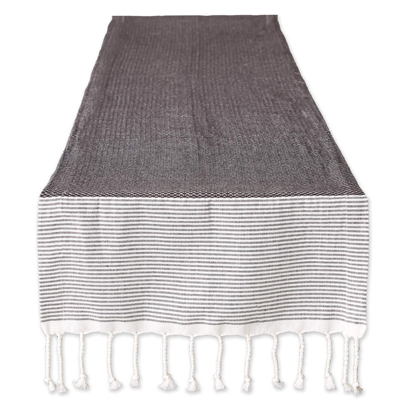 DII Bordered Dobby Woven Table Runner, 15 x 72, Stone, 1 Piece