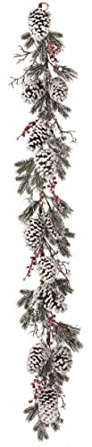 Regency International Snow WP Berry Angel PN LRG Cone Garland, 72 Inches, Christmas