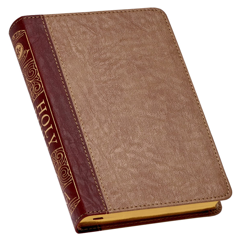 KJV Holy Bible, Compact Two-Tone Brown Faux Leather w/Ribbon Marker, Red Letter, King James Version