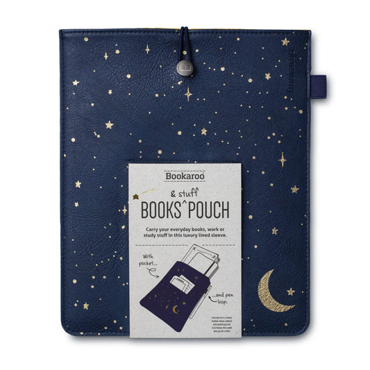 IF Moon & Stars - Bookaroo Books Stuff Pouch, Dark Blue/Gold