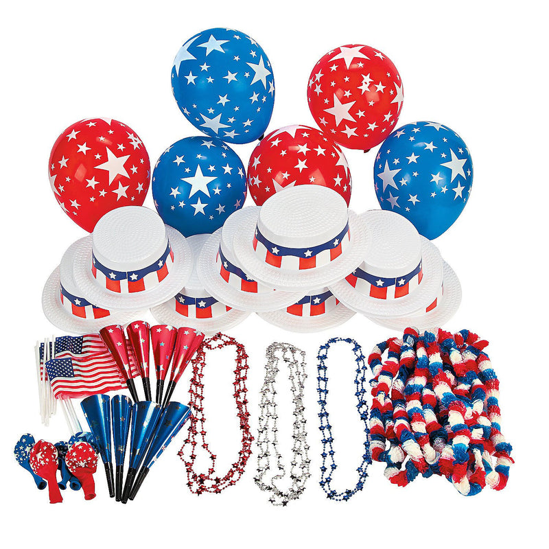 Patriotic Party Kit for 50 - Party Supplies - 250 Pieces