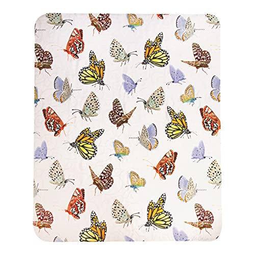 Manual Butterflies Sherpa Fleece Polyester Throw with Multi Finish SAB