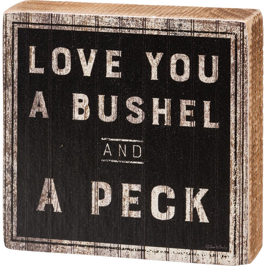 Primitives By Kathy 113586 I Love You a Bushel and a Peck Block Sign, 4-inch Square