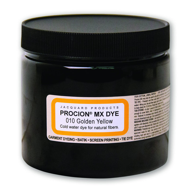 Jacquard Procion Mx Dye - Undisputed King of Tie Dye Powder - Golden Yellow - 8oz Net Wt - Cold Water Fiber Reactive Dye Made in USA