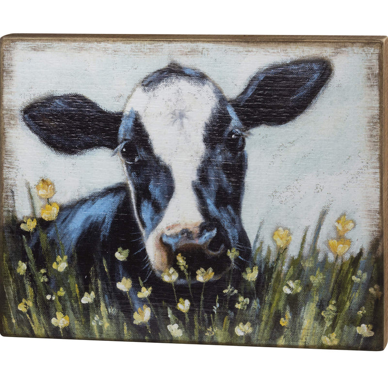Primitives by Kathy, 105427, Cow Print Block Box Sign, 20-inch Length, Easter, Wood