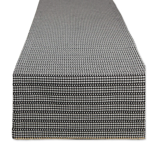 DII Farmhouse Gingham, Checked Tabletop Collection, Table Runner, 14x72, Black