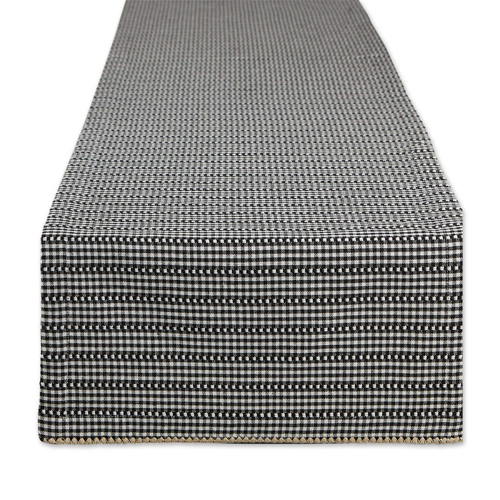 DII Farmhouse Gingham, Checked Tabletop Collection, Table Runner, 14x72, Black