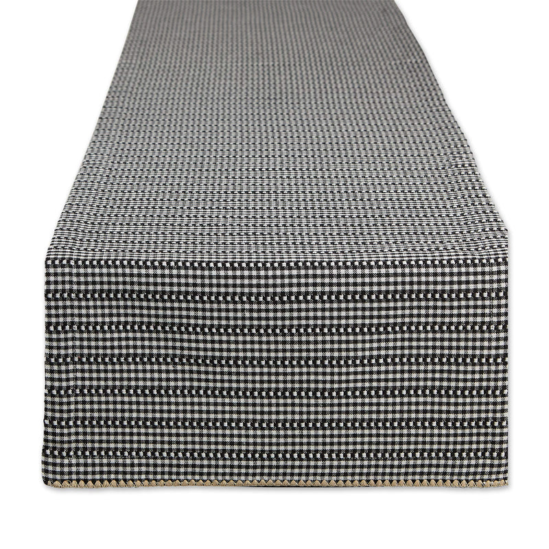 DII Farmhouse Gingham, Checked Tabletop Collection, Table Runner, 14x72, Black