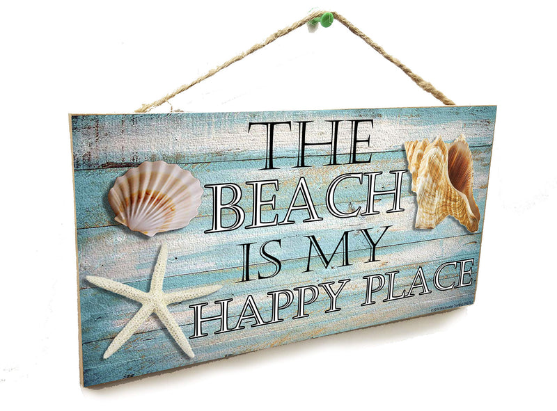 Blackwater Trading The Beach is My Happy Place Seashells Bathroom Sign Plaque 5"x10"