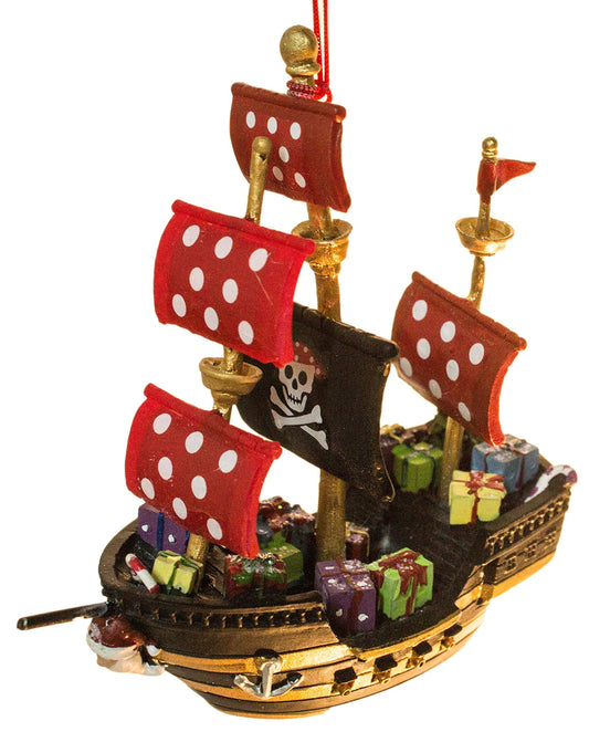 Cape Shore 4 Inch Pirate Ship with Presents Resin Christmas Ornament