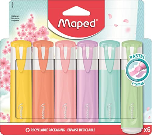 Pens Maped Helix USA Fluo Peps Highlighters in Pastel Colors in Reusable Case x6 (742558), Multicolor