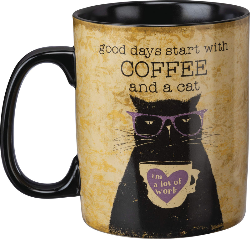 Cat Lover Good Days Start With Coffee And A Cat Double Sided Stoneware Coffee Mug 20 Oz