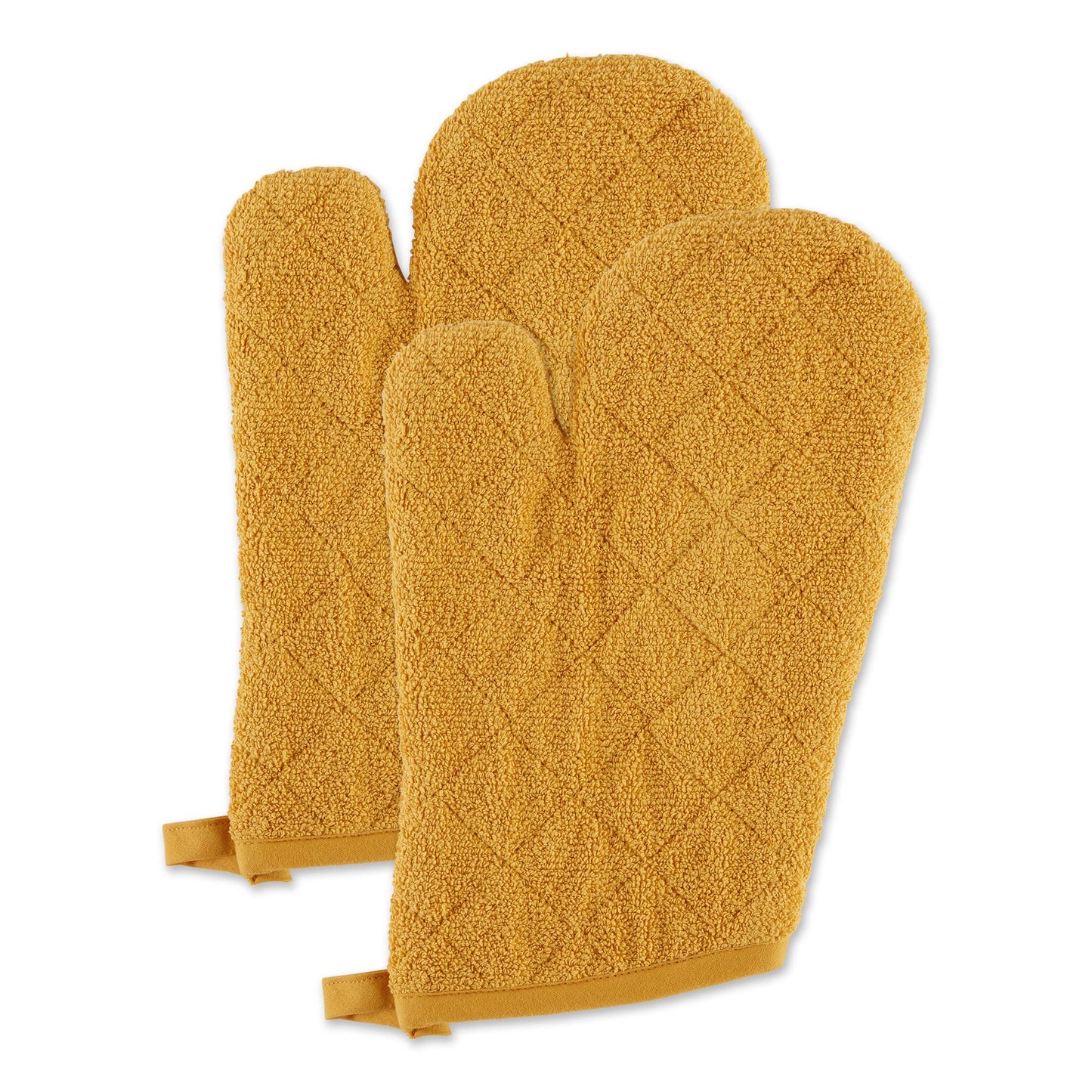 DII Basic Terry Collection 100% Cotton Quilted, Oven Mitt, Honey Gold, 2 Piece
