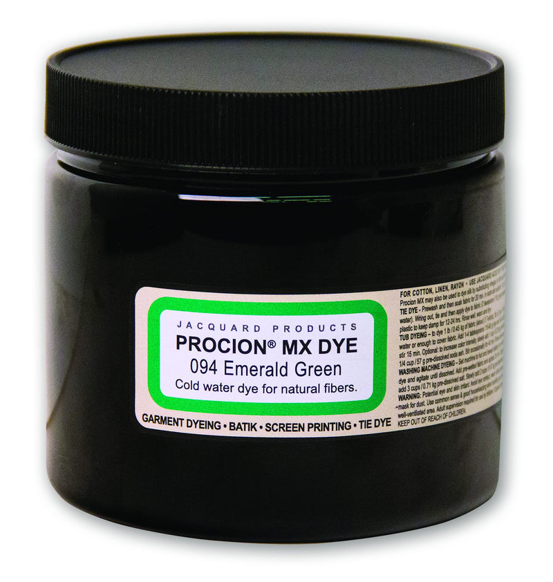 Jacquard Procion Mx Dye - Undisputed King of Tie Dye Powder - Emerald Green - 8oz Net Wt - Cold Water Fiber Reactive Dye Made in USA