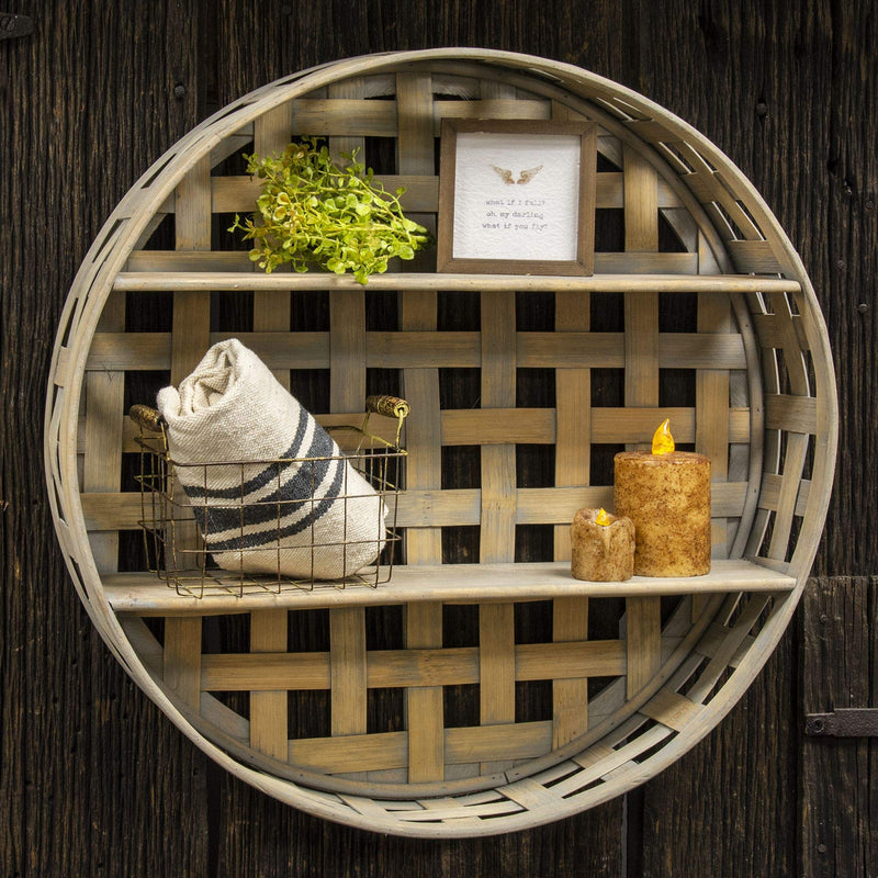 Hearthside Collection, The Basket Weave Two-Level Round Wall Shelf