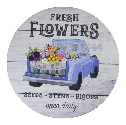 Boston Warehouse Fresh Flowers Bamboo Lazy Susan Serving Tray, 12 Inch Size