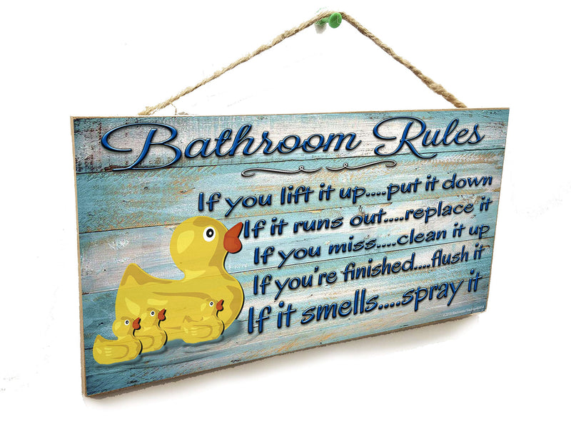 Blackwater Trading Rubber Ducky Bathroom Rules If It Smells Spray It Beach Sign Plaque 5"x10"