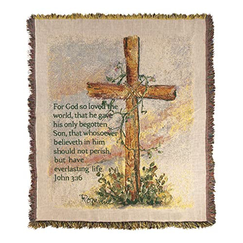 Manual Cross Inspirational Cotton Yarn Tapestry Throw with Multi Finish ATSAC